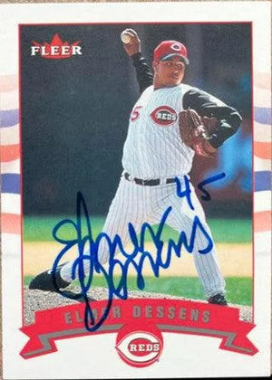 Elmer Dessens Signed 2002 Fleer Baseball Card - Cincinnati Reds - PastPros
