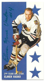 Elmer "Moose" Vasko Signed 1994 - 95 Parkhurst Tall Boys Hockey Card - Chicago Blackhawks - All - Star - PastPros