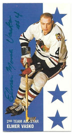 Elmer "Moose" Vasko Signed 1994-95 Parkhurst Tall Boys Hockey Card - Chicago Blackhawks - All-Star - PastPros