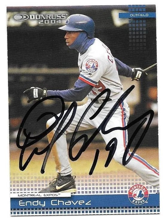 Endy Chavez Signed 2004 Donruss Baseball Card - Montreal Expos