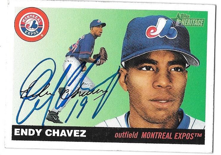 Endy Chavez Signed 2004 Topps Heritage Baseball Card - Montreal Expos - PastPros