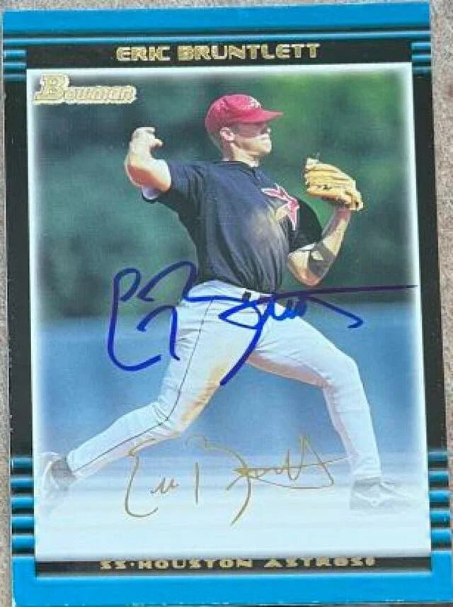 Eric Bruntlett Signed 2002 Bowman Gold Baseball Card - Houston Astros