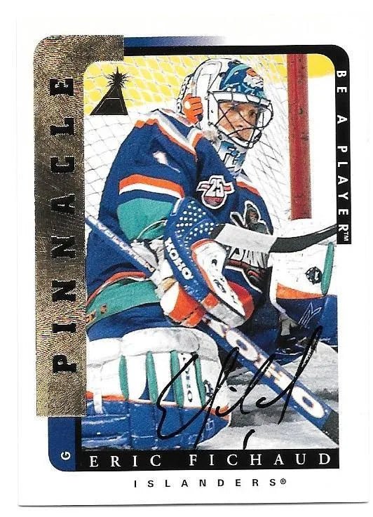 Eric Fichaud Signed 1996-97 Pinnacle Hockey Card - New York Islanders