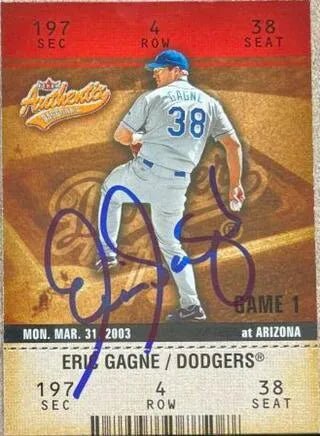 Eric Gagne Signed 2003 Fleer Authentix Baseball Card - Los Angeles Dodgers