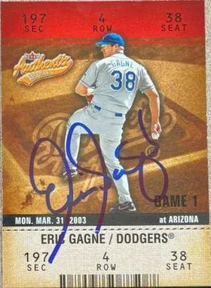 Eric Gagne Signed 2003 Fleer Authentix Baseball Card - Los Angeles Dodgers