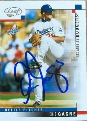 Eric Gagne Signed 2003 Leaf Baseball Card - Los Angeles Dodgers