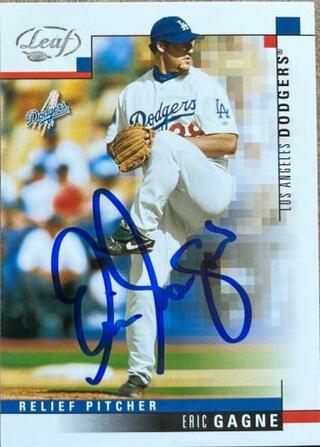 Eric Gagne Signed 2003 Leaf Baseball Card - Los Angeles Dodgers - PastPros