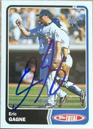 Eric Gagne Signed 2003 Topps Total Baseball Card - Los Angeles Dodgers - PastPros