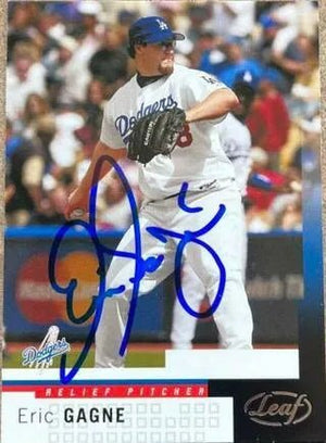 Eric Gagne Signed 2004 Leaf Baseball Card - Los Angeles Dodgers