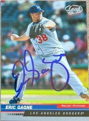 Eric Gagne Signed 2005 Leaf Baseball Card - Los Angeles Dodgers