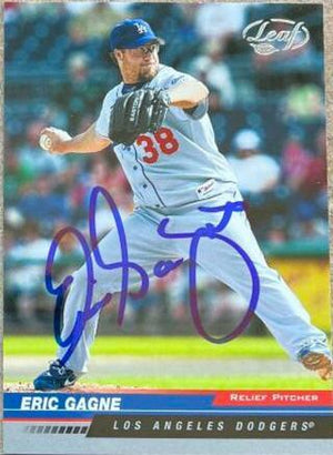 Eric Gagne Signed 2005 Leaf Baseball Card - Los Angeles Dodgers - PastPros