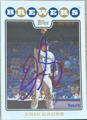Eric Gagne Signed 2008 Topps Baseball Card - Milwaukee Brewers - PastPros