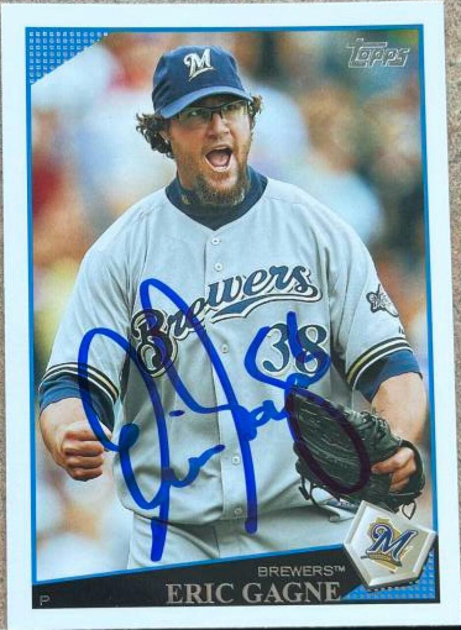 Eric Gagne Signed 2009 Topps Baseball Card - Milwaukee Brewers - PastPros