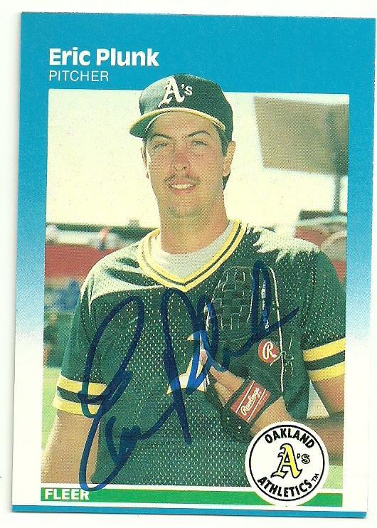 Eric Plunk Signed 1987 Fleer Baseball Card - Oakland A's - PastPros