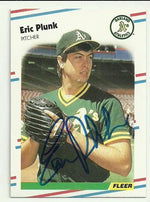 Eric Plunk Signed 1988 Fleer Baseball Card - Oakland A's