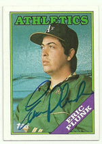 Eric Plunk Signed 1988 Topps Baseball Card - Oakland A's