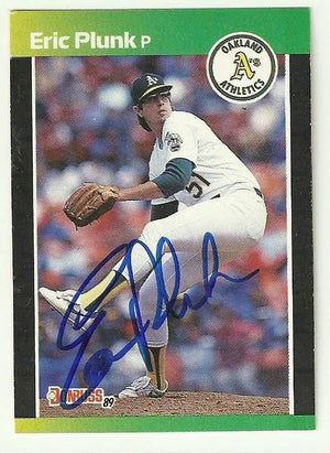 Eric Plunk Signed 1989 Donruss Baseball Card - Oakland A's