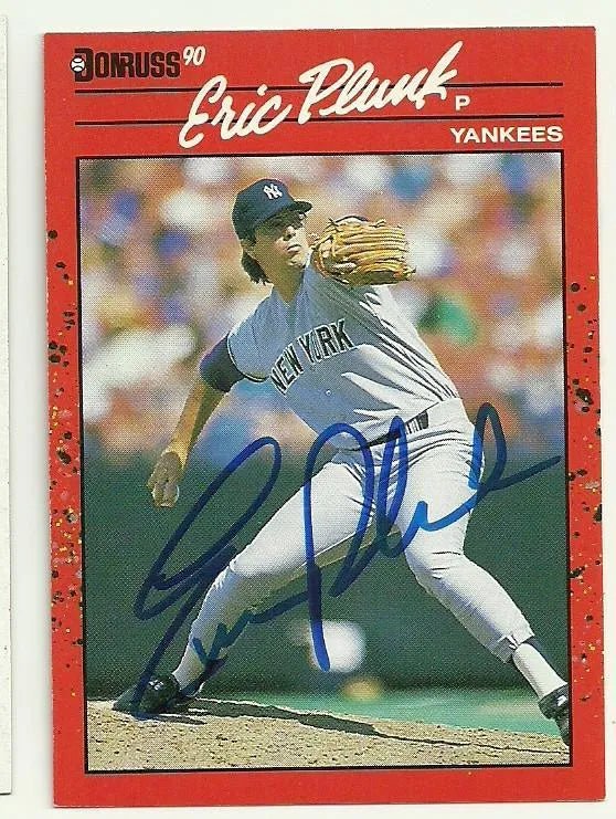 Eric Plunk Signed 1990 Donruss Baseball Card - New York Yankees