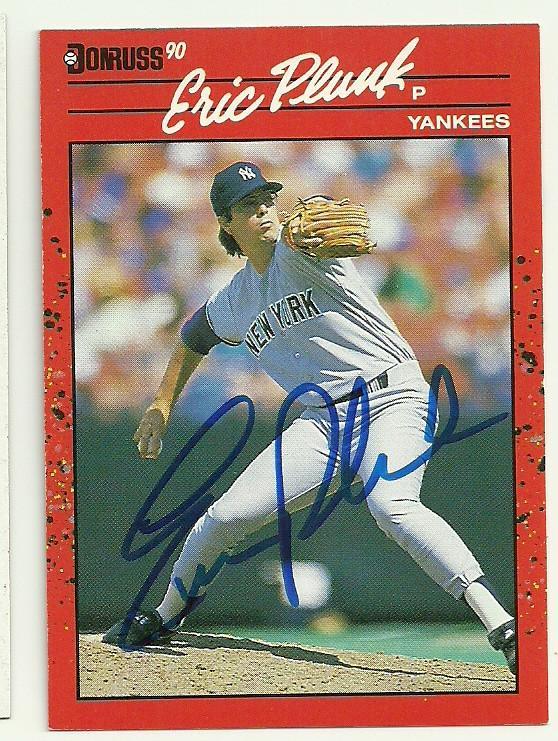 Eric Plunk Signed 1990 Donruss Baseball Card - New York Yankees - PastPros