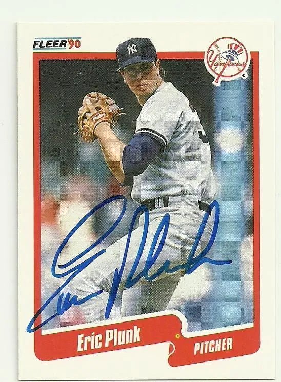 Eric Plunk Signed 1990 Fleer Baseball Card - New York Yankees