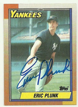 Eric Plunk Signed 1990 Topps Baseball Card - New York Yankees