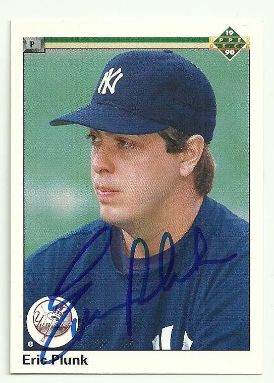 Eric Plunk Signed 1990 Upper Deck Baseball Card - New York Yankees