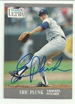 Eric Plunk Signed 1991 Fleer Ultra Baseball Card - New York Yankees