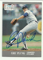 Eric Plunk Signed 1991 Fleer Ultra Baseball Card - New York Yankees - PastPros