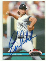 Eric Plunk Signed 1991 Topps Stadium Baseball Card - New York Yankees