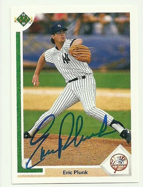 Eric Plunk Signed 1991 Upper Deck Baseball Card - New York Yankees