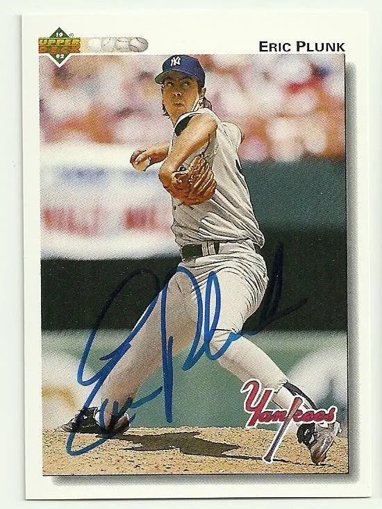 Eric Plunk Signed 1992 Upper Deck Baseball Card - New York Yankees