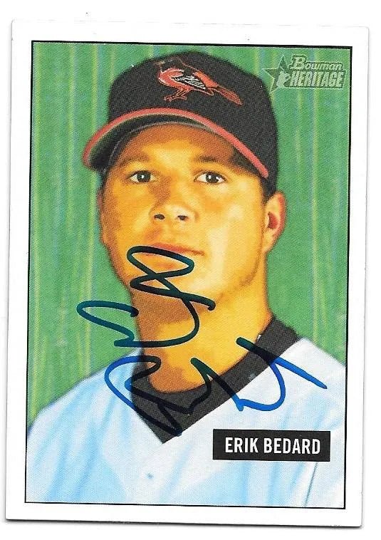 Erik Bedard Signed 2005 Bowman Heritage Baseball Card - Baltimore Orioles