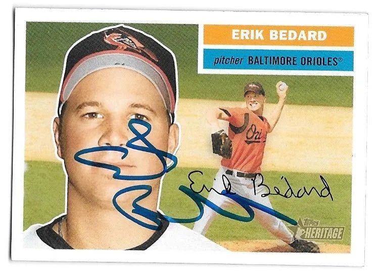Erik Bedard Signed 2005 Topps Heritage Baseball Card - Baltimore Orioles