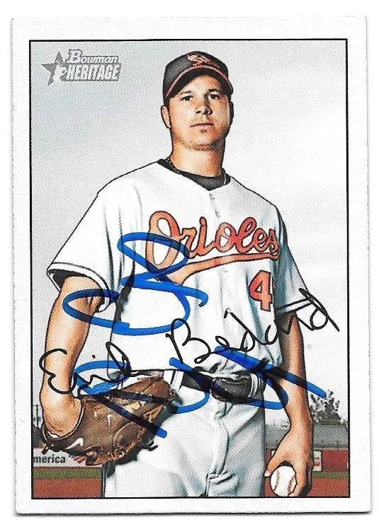 Erik Bedard Signed 2007 Bowman Heritage Baseball Card - Baltimore Orioles