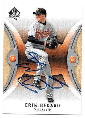 Erik Bedard Signed 2007 SP Authentic Baseball Card - Baltimore Orioles - PastPros