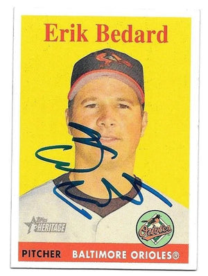 Erik Bedard Signed 2007 Topps Heritage Baseball Card - Baltimore Orioles