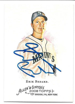 Erik Bedard Signed 2008 Allen & Ginter Baseball Card - Seattle Mariners - PastPros