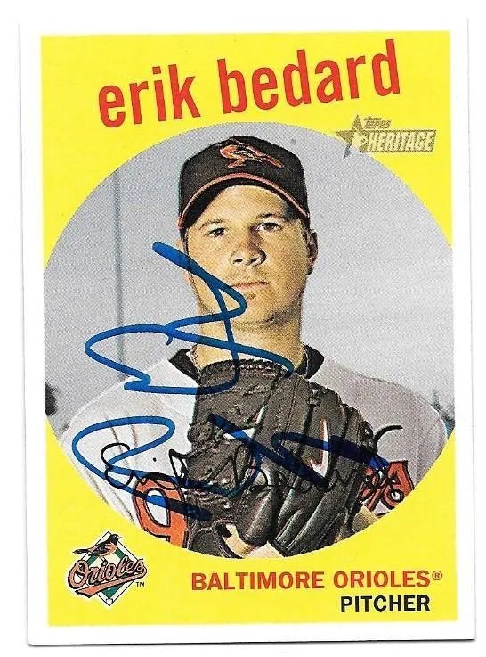Erik Bedard Signed 2008 Topps Heritage Baseball Card - Baltimore Orioles