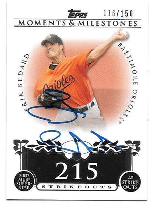 Erik Bedard Signed 2008 Topps Moments & Milestones Baseball Card - Baltimore Orioles