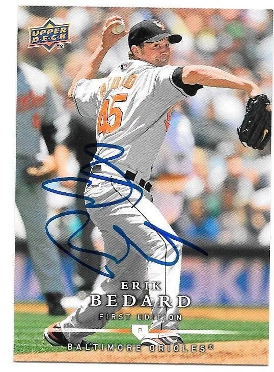 Erik Bedard Signed 2008 Upper Deck First Edition Baseball Card - Baltimore Orioles
