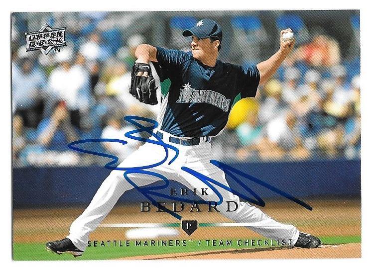 Erik Bedard Signed 2008 Upper Deck Team Checklist Baseball Card - Seattle Mariners - PastPros