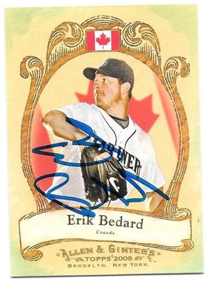 Erik Bedard Signed 2009 Allen & Ginter National Pride Baseball Card - Seattle Mariners