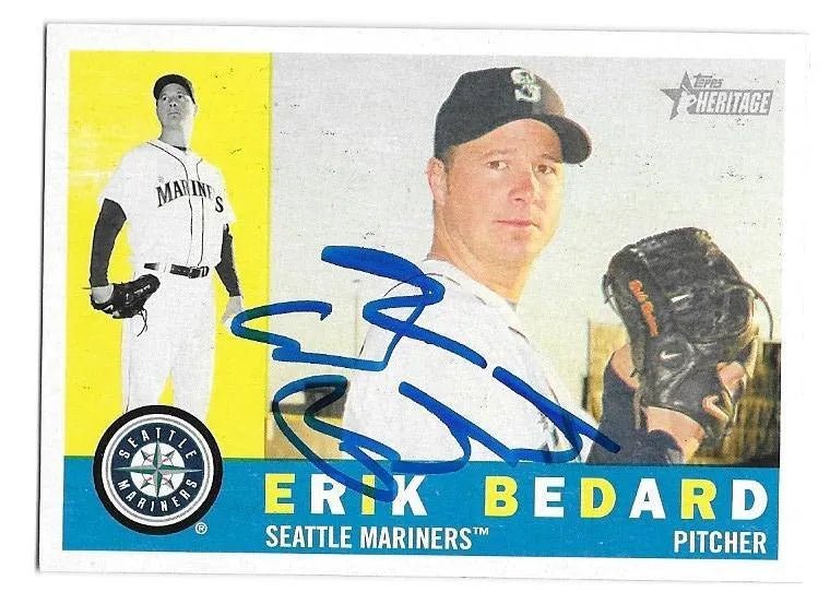 Erik Bedard Signed 2009 Topps Heritage Baseball Card - Seattle Mariners
