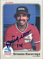 Ernesto Escarrega Signed 1983 Fleer Baseball Card - Chicago White Sox