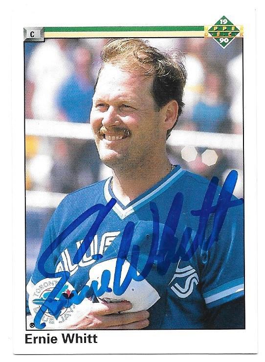 Ernie Whitt Signed 1990 Upper Deck Baseball Card - Toronto Blue Jays - PastPros