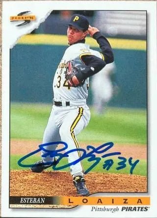 Esteban Loaiza Signed 1996 Score Baseball Card - Pittsburgh Pirates