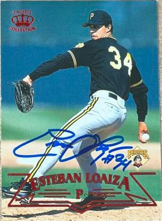 Esteban Loaiza Signed 1998 Pacific Red Threatt Baseball Card - Pittsburgh Pirates - PastPros