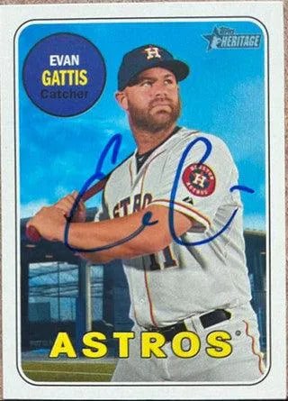 Evan Gattis Signed 2018 Topps Heritage Baseball Card - Houston Astros