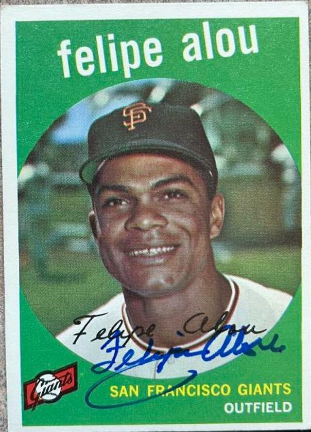 Felipe Alou Signed 1959 Topps Baseball Card - San Francisco Giants - RC - PastPros