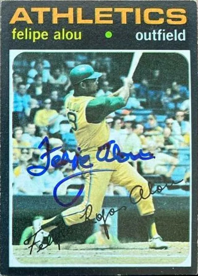 Felipe Alou Signed 1971 Topps Baseball Card - Oakland A's